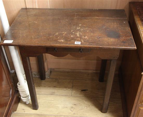 A Georgian oak side table, fitted one small drawer W.76cm